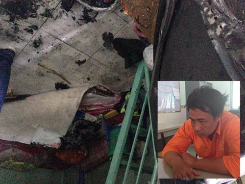 Đối tượng Trần Văn Diệp và hiện trường trong căn phòng trọ