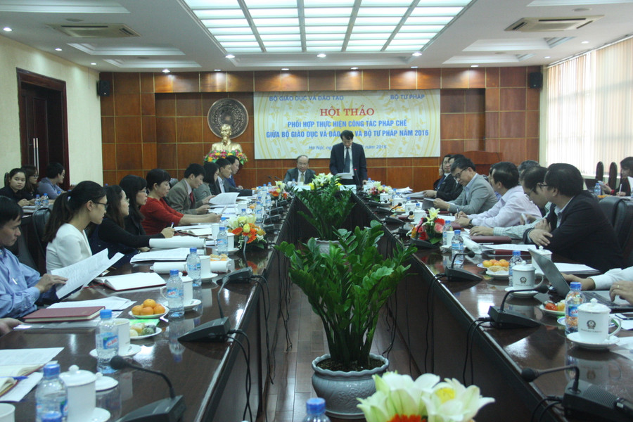 Hội thảo phối hợp thực hiện công tác pháp chế giữa Bộ GD&ĐT và Bộ Tư pháp năm 2016