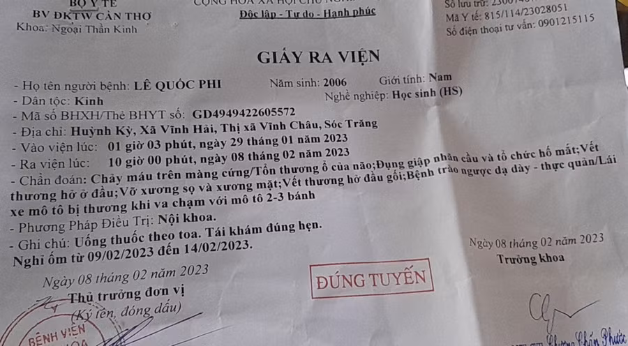 Chung tay hỗ trợ học sinh bị tai nạn giao thông ảnh 1 Chung tay hỗ trợ học sinh bị tai nạn giao thông ảnh 1