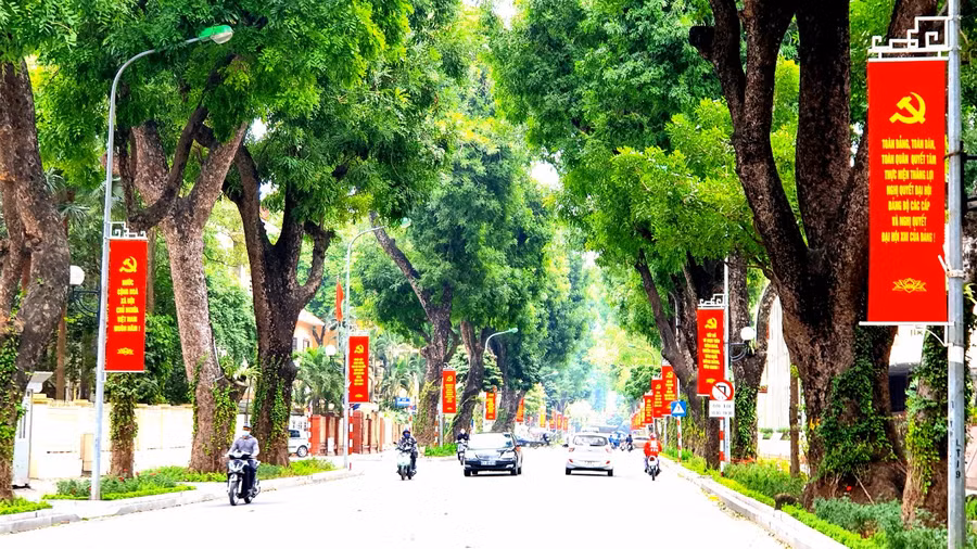 Hà Nội trang hoàng rực rỡ cờ hoa chào mừng Đại hội XIII của Đảng ảnh 8
