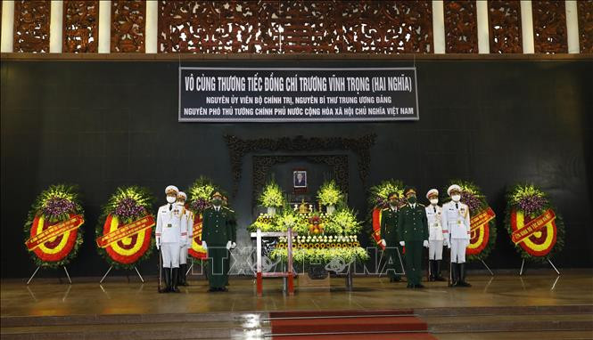 Lễ viếng nguyên Phó Thủ tướng Trương Vĩnh Trọng tại Nhà tang lễ Quốc gia, số 5 Trần Thánh Tông, thành phố Hà Nội. Ảnh: Văn Điệp/TTXVN
