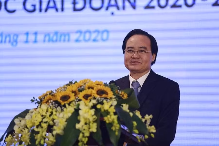 Bộ trưởng Bộ GD&amp;ĐT Phùng Xuân Nhạ phát biểu tại buổi lễ.