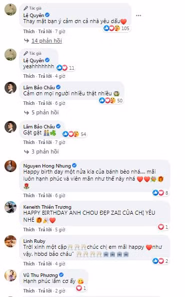 Bài đăng của Lệ Quyên nhận được rất nhiều lời chúc mừng từ người hâm mộ và bạn bè.