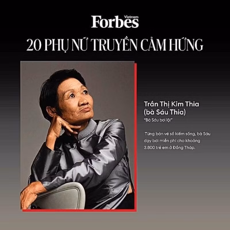 Bà Trần Thị Kim Thia được Tạp chí Forbes Việt Nam vinh danh là một trong số 20 phụ nữ truyền cảm hứng năm 2021.