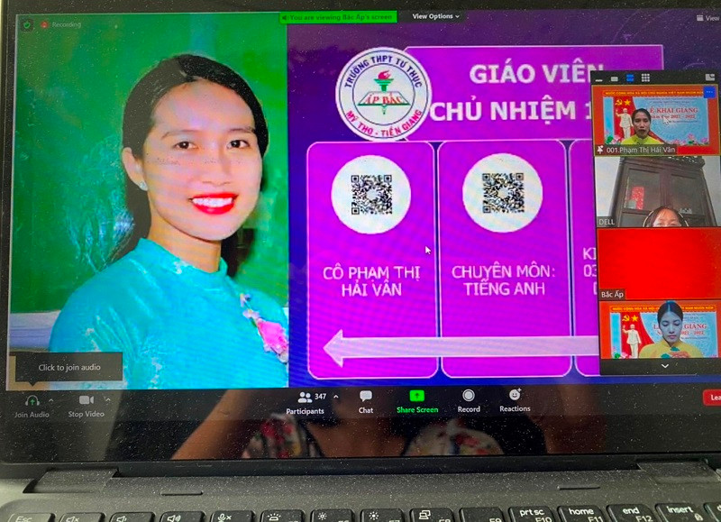 Giờ học online tại tỉnh Tiền Giang. 