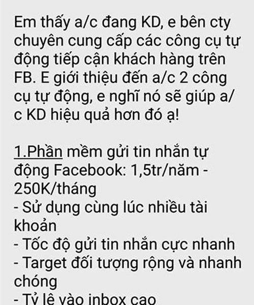 Vô tư quảng cáo dịch vụ gửi hàng triệu tin nhắn rác giá 250 nghìn