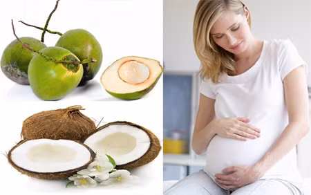 Mẹ bầu đến tháng thứ 4 nên bổ sung dinh dưỡng từ nước dừa Mô tả ảnh.