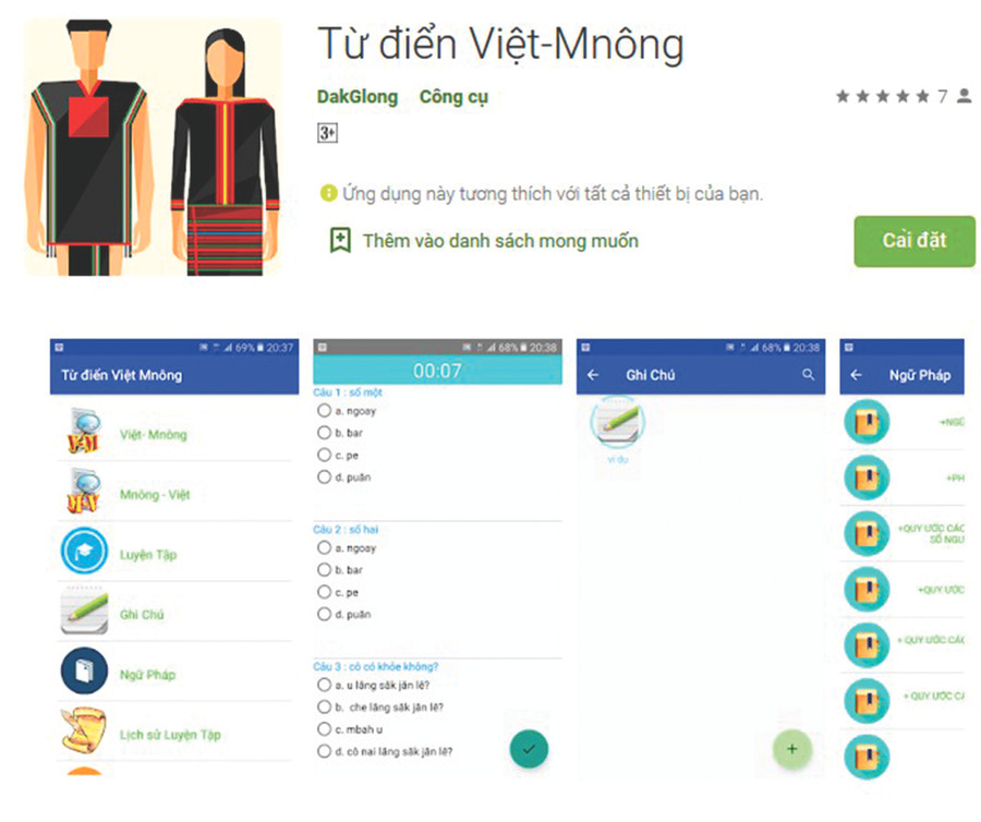 Từ điển Việt – Mnông trên Google Play