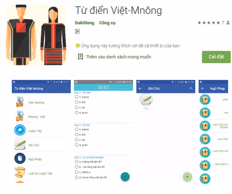 Từ điển Việt – Mnông trên Google Play
