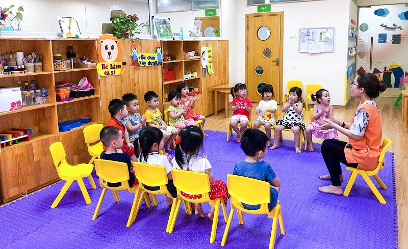 Cô và trò Trường MN Ecokids (Bắc Từ Liêm, Hà Nội).