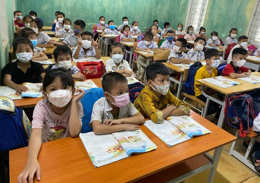 Học sinh Trường Tiểu học Hải Hà (Nghi Sơn, Thanh Hóa). Ảnh: NTCC