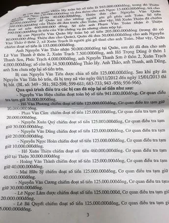 Theo cáo trạng của VKSND tỉnh Quảng Bình thì tại cơ quan điều tra, khi các điều tra viên hỏi cung thì hầu hết các bị cáo đều khai là mình có tham gia vụ cướp và được chia số tiền 125 triệu đồng