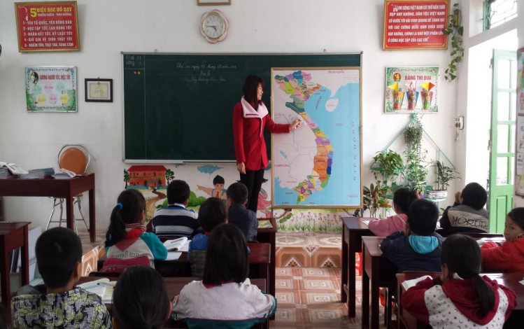 Tiết dạy Địa lý với "Lược đồ đa năng" tại Trường Tiểu học A Giao Thịnh