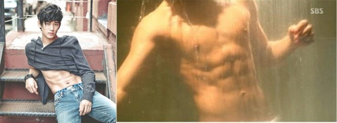 Kim Soo Hyun gợi cảm trong một bộ ảnh thời trang và một cảnh quay trong phim. Mỹ nam châu Á khoe cơ bụng 6 múi