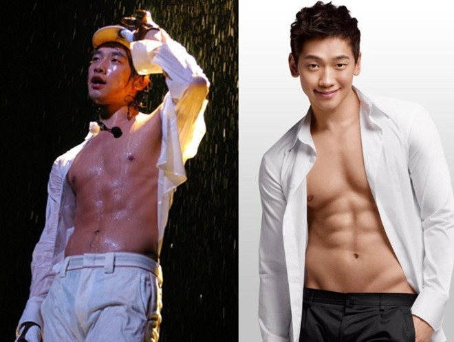 Xé áo khoe thân là "tuyệt chiêu" thường được Rain sử dụng trong các màn trình diễn. Mỹ nam châu Á khoe cơ bụng 6 múi