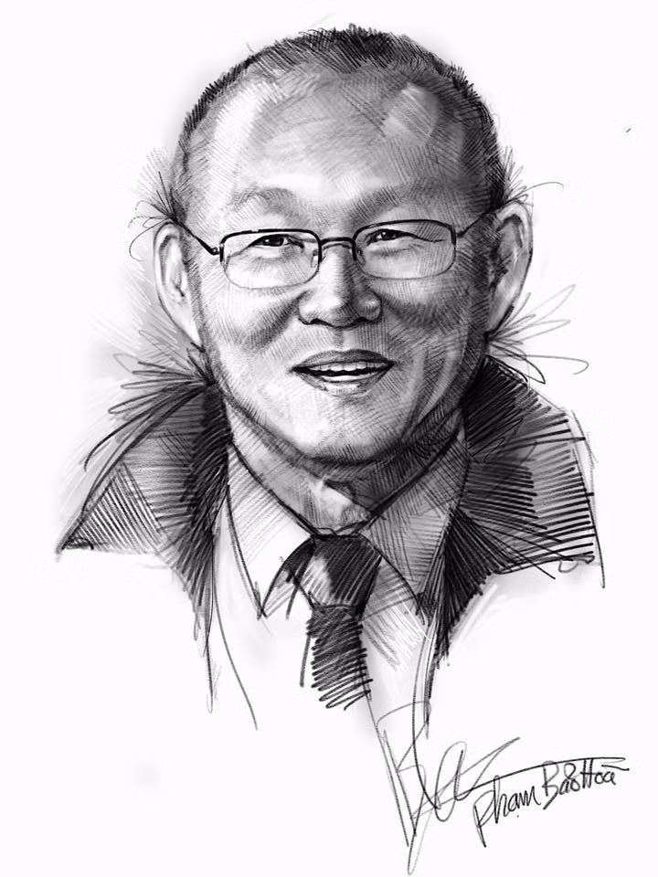 Bức tranh đầu tiên Bảo Hòa vẽ chính là HLV Park Hang Seo.