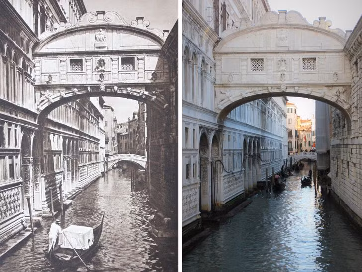 Venice, Ý, 1925 so với 2018.
