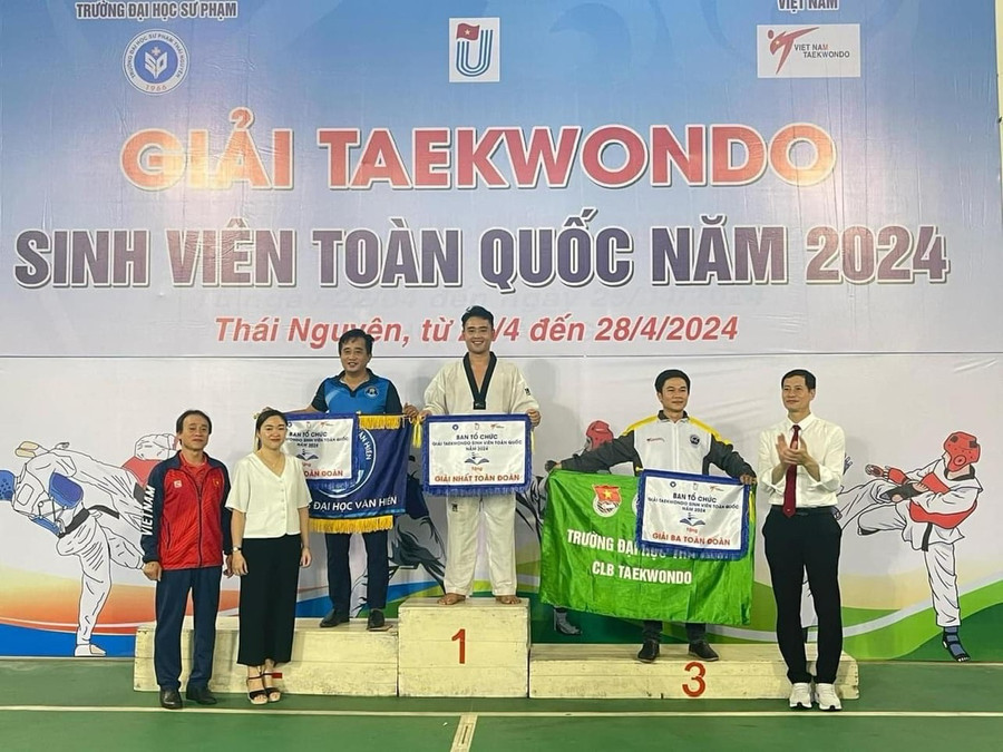 Đội tuyển Taekwondo Trường ĐH Trà Vinh xếp thứ Ba toàn đoàn Giải vô địch Taekwondo sinh viên toàn quốc năm 2024. Đội tuyển Taekwondo Trường ĐH Trà Vinh xếp thứ Ba toàn đoàn Giải vô địch Taekwondo sinh viên toàn quốc năm 2024.