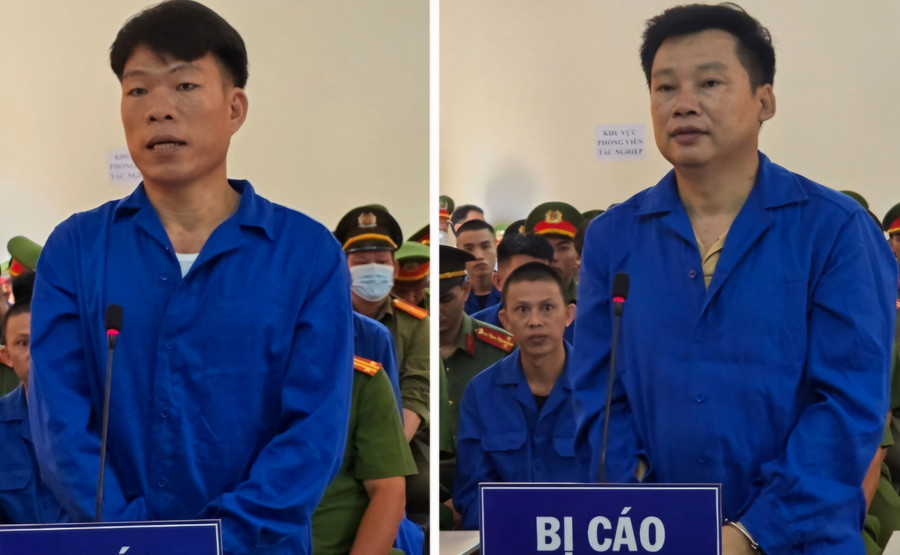 Võ Văn Lương (Hai Lượng) và Bùi Minh Trung (Trung Cà Mau) cùng lãnh án 16 năm tù (từ phải sang). (Ảnh: Văn Vũ) Võ Văn Lương (Hai Lượng) và Bùi Minh Trung (Trung Cà Mau) cùng lãnh án 16 năm tù (từ phải sang). (Ảnh: Văn Vũ)
