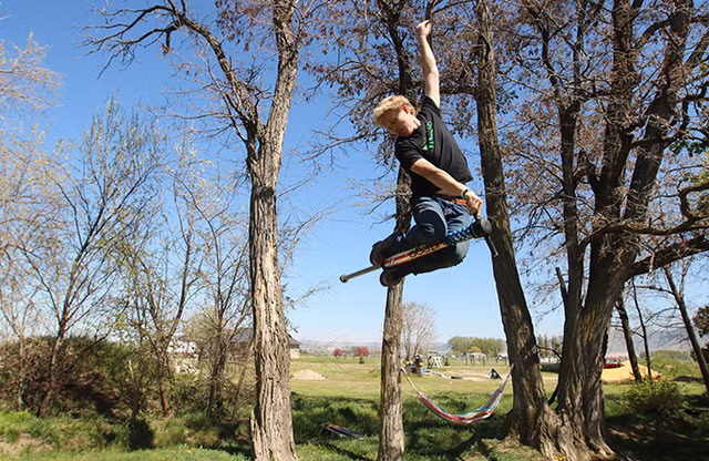 Cú nhảy cao nhất trên gậy pogo thuộc về Dmitri Arsenyev người Nga thực hiện tại Rome vào ngày 20/11/2018. Anh đã nhảy lên độ cao 3,4 mét.