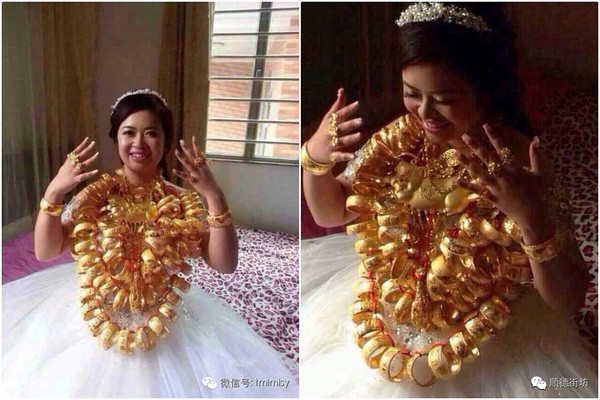 Những cô dâu vàng chỉ trực gãy cổ vì đeo quá nhiều của hồi môn trên người - Ảnh 6. Những cô dâu vàng chỉ trực gãy cổ vì đeo quá nhiều của hồi môn trên người - Ảnh 6.