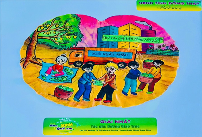 Bức tranh đạt giải Nhất của em Dương Giao Trúc lớp 5/1, học sinh Trường Tiểu học Cái Tàu Hạ 1 (huyện Châu Thành). Bức tranh đạt giải Nhất của em Dương Giao Trúc lớp 5/1, học sinh Trường Tiểu học Cái Tàu Hạ 1 (huyện Châu Thành).