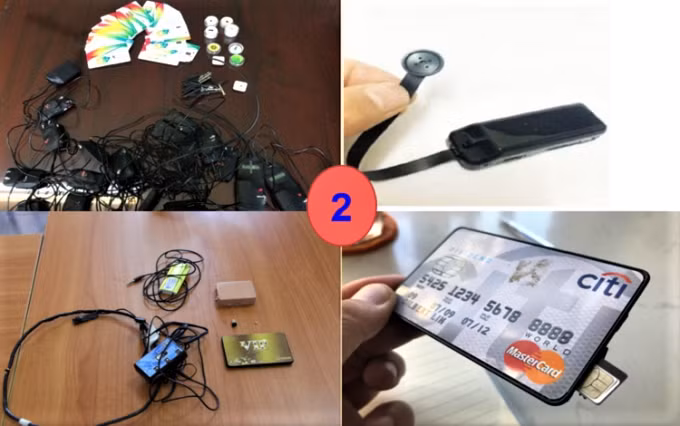 Một số thiết bị sử dụng trong gian lận thi cử. Ảnh minh họa