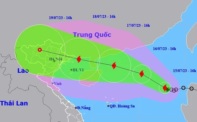 Bão số 1 là cơn bão đầu tiên năm 2023 có cường độ mạnh, dự kiến đổ bộ vào khu vực Bắc Bộ. Ảnh: ITN. 