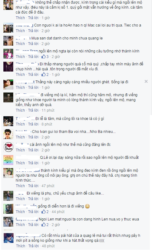 Quang Lê bị chỉ trích vì ngồi lên mộ nhạc sĩ lão làng - Ảnh 3 Quang Lê bị chỉ trích vì ngồi lên mộ nhạc sĩ lão làng - Ảnh 3