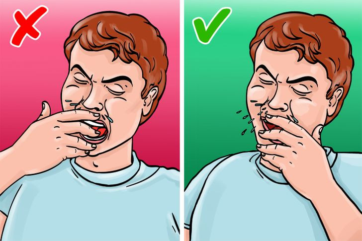 Bạn nên sử dụng tay trái khi bạn hắt hơi hoặc ho, không sử dụng tay phải.