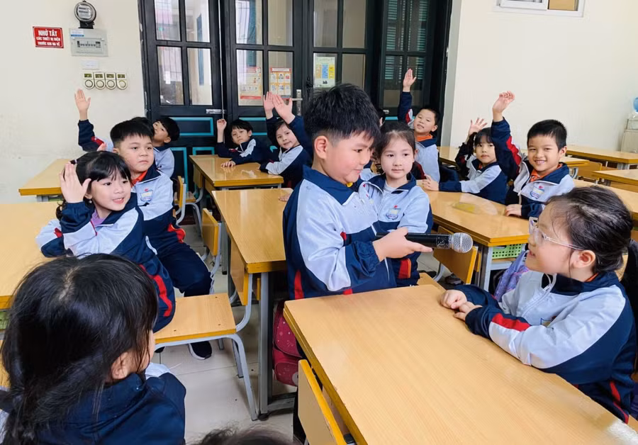 Học sinh Trường Tiểu học Trưng Vương (Hoàn Kiếm - Hà Nội). Ảnh minh họa: INT