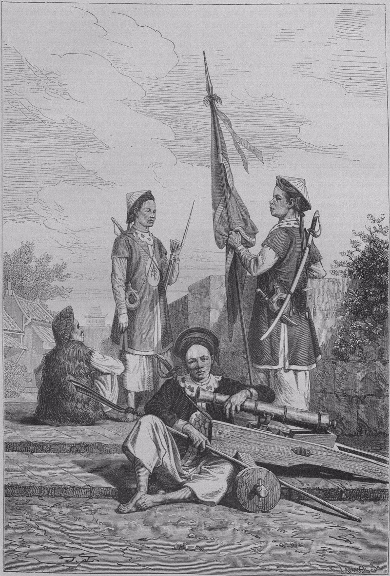 Tranh vẽ lính bắn súng thần công thời nhà Nguyễn.