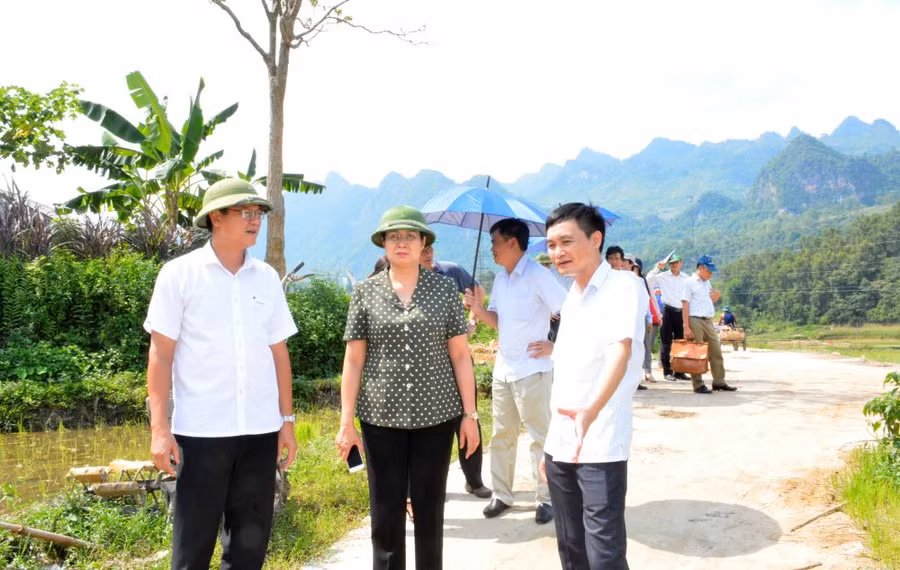 Thứ trưởng Lê Hải An kiểm tra xây dựng nông thôn mới tại Hà Giang ngày 8/7/2019.