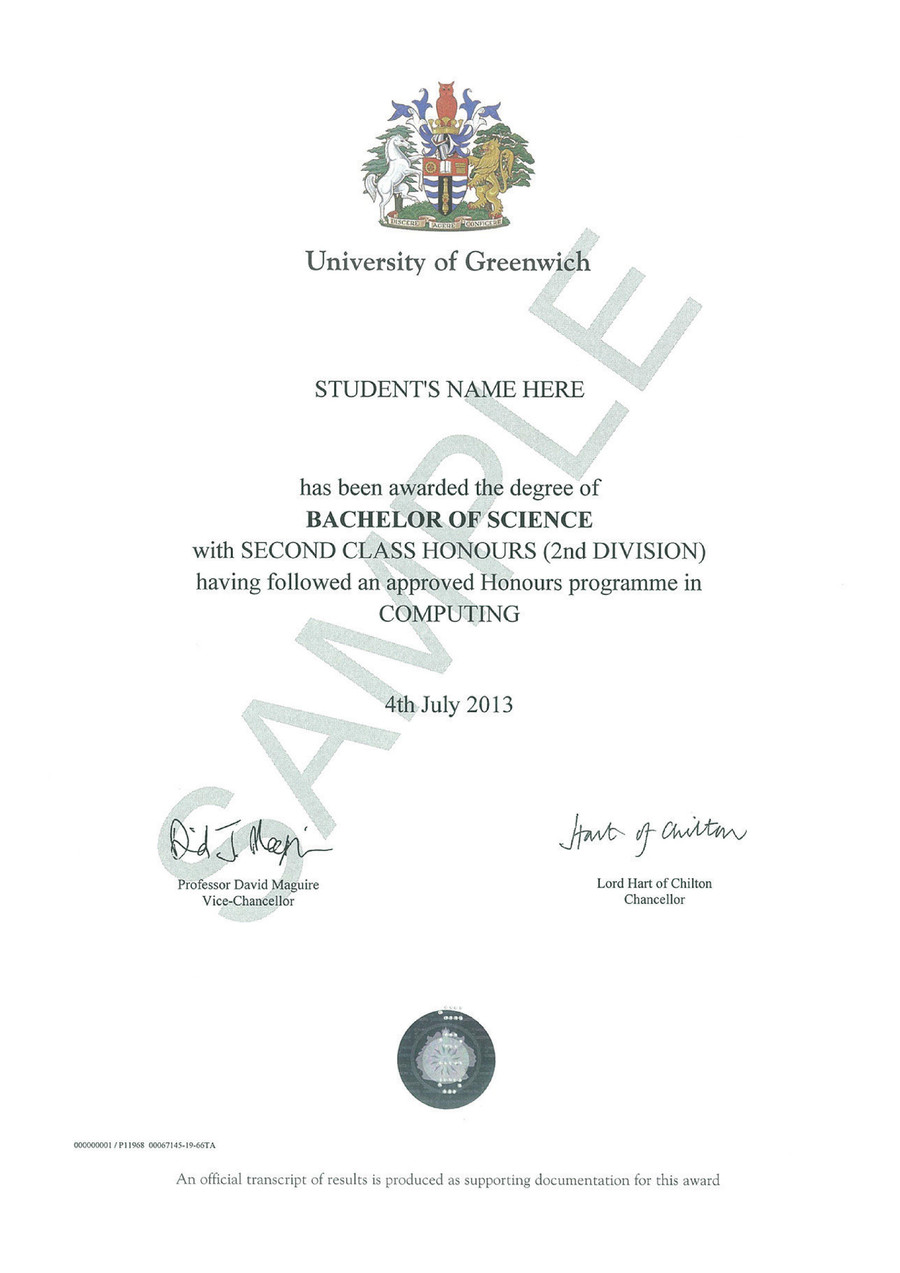 Mẫu phôi bằng của Trường ĐH Greenwich Mẫu phôi bằng của Trường ĐH Greenwich