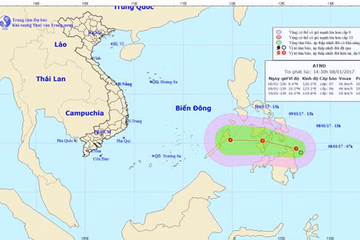 Cơn áp thấp nhiệt đới đầu tiên năm 2017 sắp càn quét Biển Đông