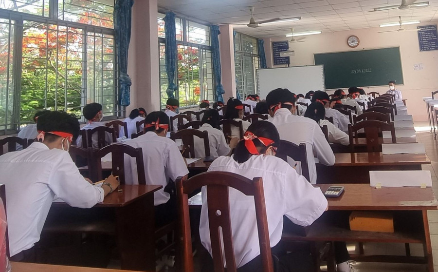 Học sinh làm bài khảo sát PISA chu kỳ 2022. Học sinh làm bài khảo sát PISA chu kỳ 2022.