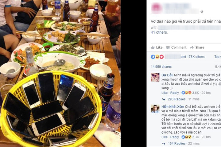Bỏ điện thoại vào rổ, vợ ai gọi trước người đó "bao" cả nhóm