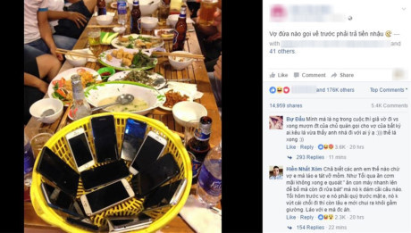 Độc chiêu bên bàn nhậu của các ông chồng: Bỏ điện thoại vào rổ, vợ ai gọi trước người đó Doc chieu ben ban nhau cua cac ong chong: Bo dien thoai vao ro, vo ai goi truoc nguoi do