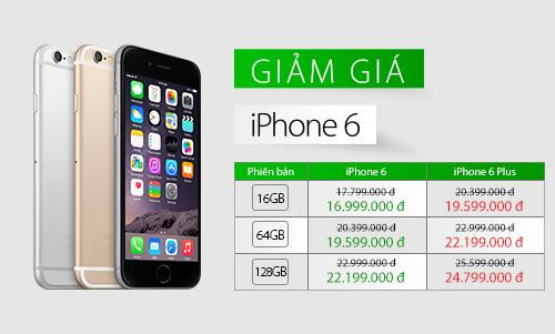 Mức giá niêm yết sau khi giảm của iPhone 6 và 6 Plus chính hãng. Mức giá niêm yết sau khi giảm của iPhone 6 và 6 Plus chính hãng.
