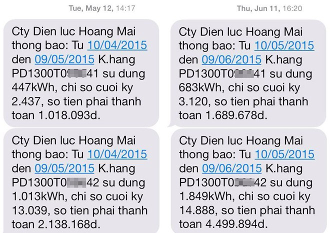 Nhiều người bất ngờ khi hóa đơn tiền điện tăng đột biến. Ảnh: NVCC. Người dùng sốc vì hóa đơn tiền điện tăng 8 lần