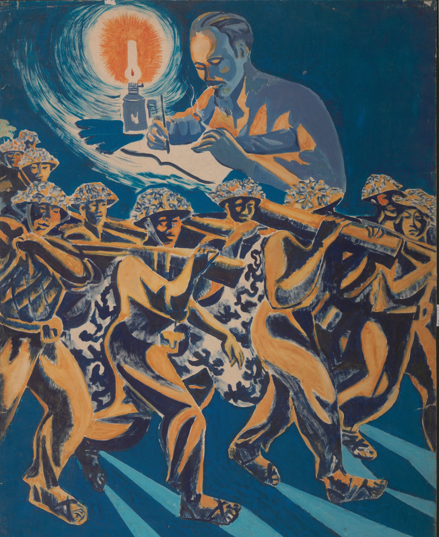 “Đêm nay Bác không ngủ” tranh của Đào Đức, 1969. “Đêm nay Bác không ngủ” tranh của Đào Đức, 1969.