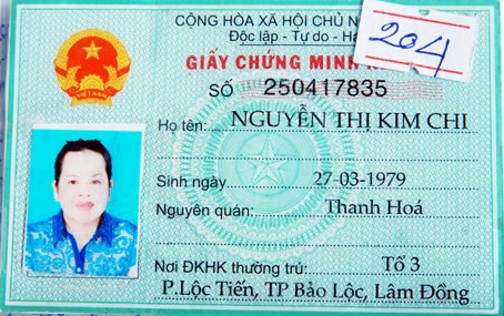 Chứng minh nhân dân do Nguyễn Thị Loan làm giả để lẩn trốn. Chứng minh nhân dân do Nguyễn Thị Loan làm giả để lẩn trốn.