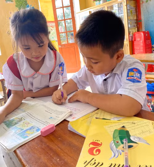 HS lớp 2 ở Thái Bình. Ảnh: TG