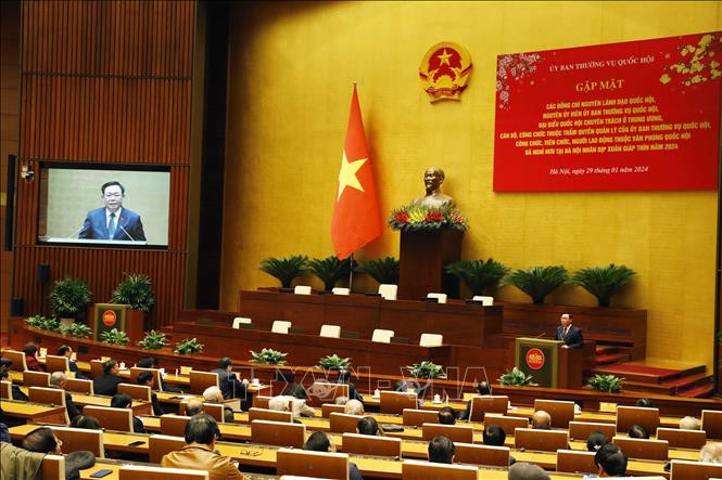 Chủ tịch Quốc hội Vương Đình Huệ phát biểu. (Ảnh: Nhan Sáng/TTXVN)