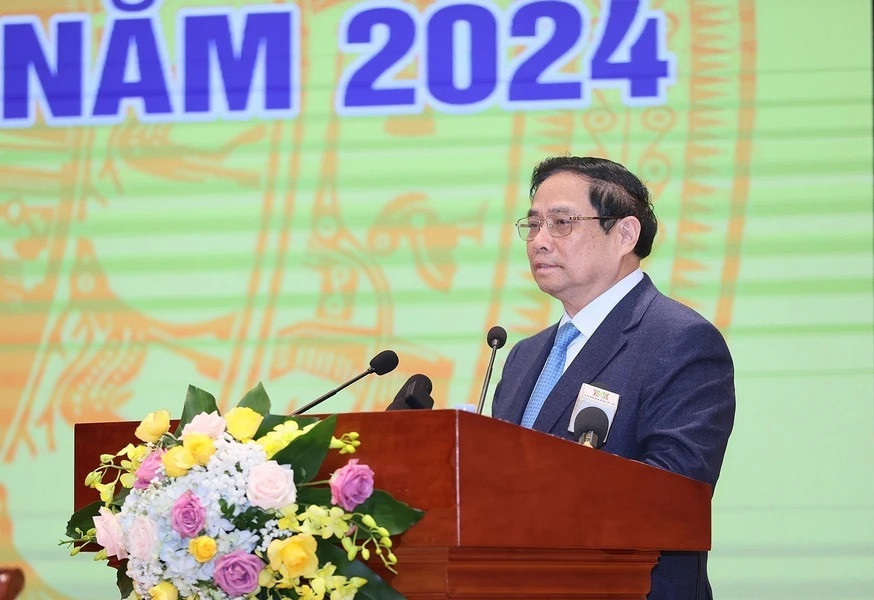 Thủ tướng Phạm Minh Chính phát biểu chỉ đạo tại Hội nghị triển khai nhiệm vụ ngành Ngân hàng. (Ảnh: Dương Giang/TTXVN) Thủ tướng Phạm Minh Chính phát biểu chỉ đạo tại Hội nghị triển khai nhiệm vụ ngành Ngân hàng. (Ảnh: Dương Giang/TTXVN)