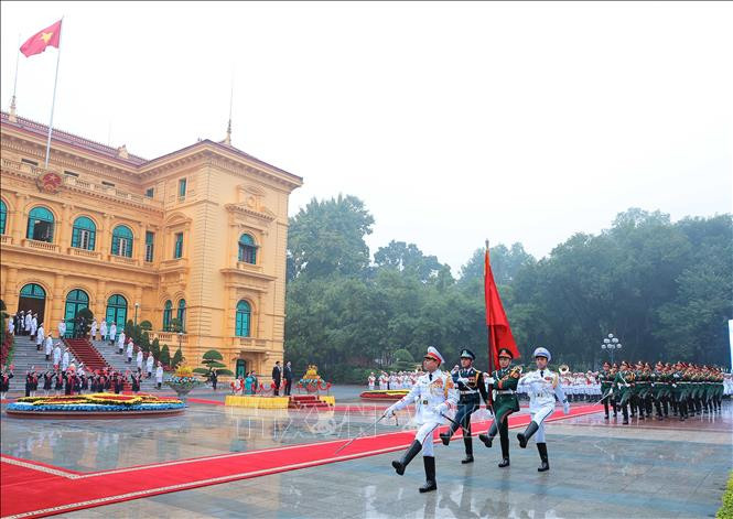 Quang cảnh lễ đón. Ảnh: Thống Nhất/TTXVN Quang cảnh lễ đón. Ảnh: Thống Nhất/TTXVN