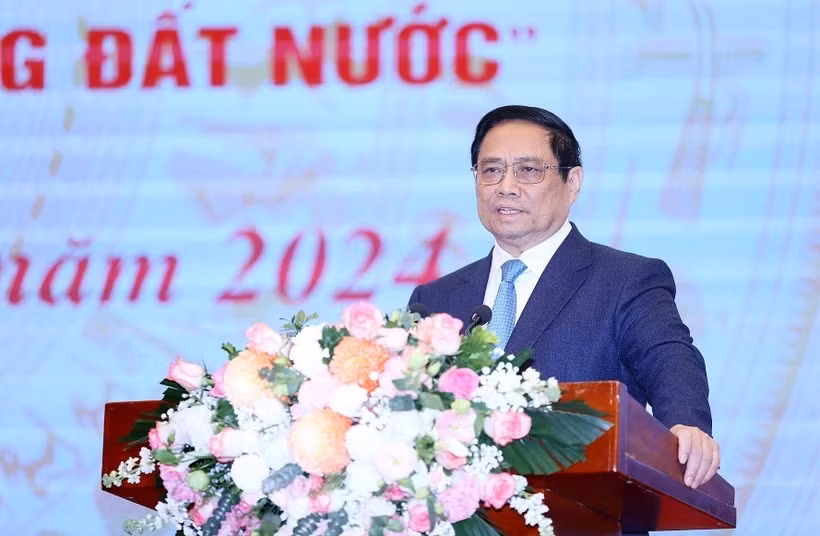 Thủ tướng Phạm Minh Chính phát biểu chỉ đạo hội nghị. (Ảnh: Dương Giang/TTXVN)