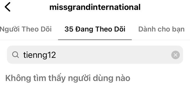 Phó Chủ tịch và trang chủ Miss Grand bỏ theo dõi Hoa hậu Thùy Tiên.