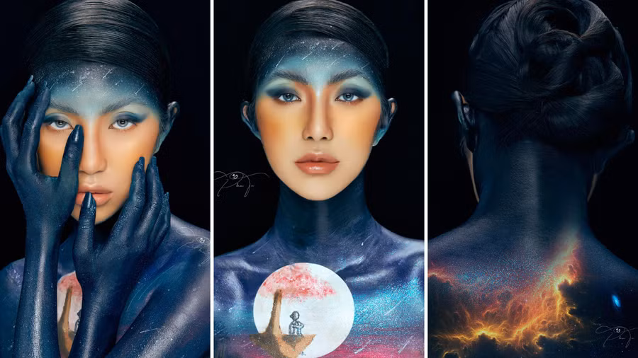 Tác phẩm “Hope” của nhóm Devil, gồm: Học viên Phạm Nguyễn Thanh Vy (SN 2003),Trương Thị Tuyết Nhi (SN 2003) và Nguyễn Đặng Tường Vy (SN 2002) với nguồn cảm hứng đến từ bức tranh “Tôi thích nấp mình sau những bức tranh” của hoạ sĩ Mai Tạ.