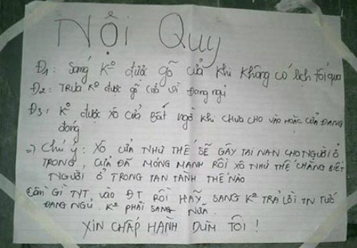 Nội quy của chủ nhà mê ngủ.